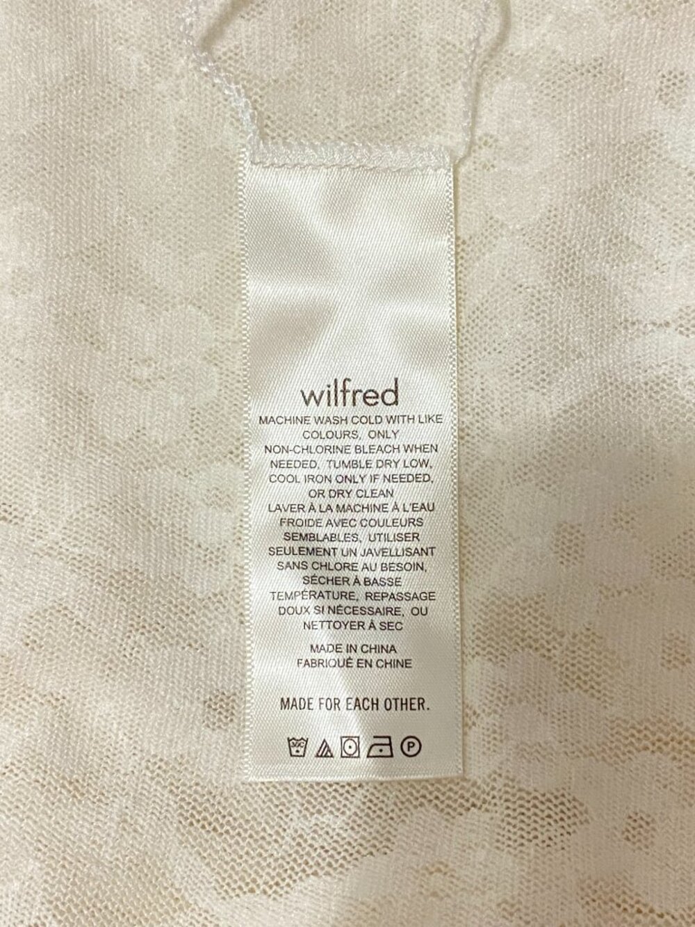 Wilfred Aritzia Fitted Sheer White Lace Long-sleeve Turtleneck Top Stretch - Picture 10 of 11